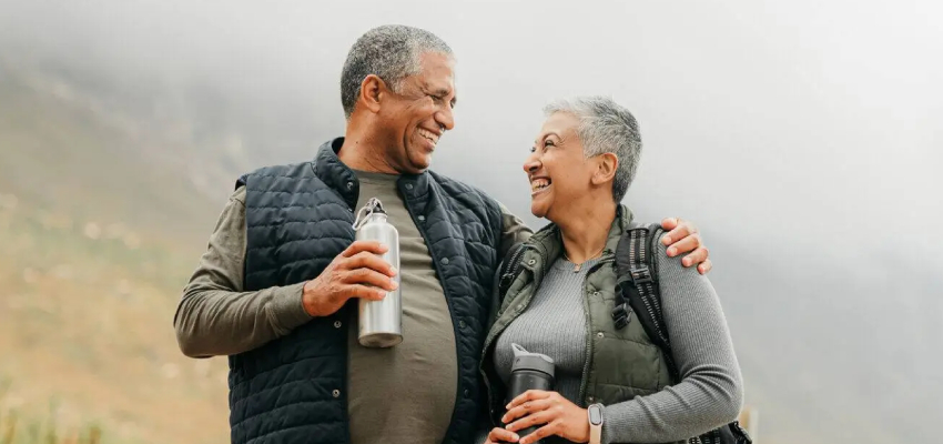 Older couple hiking